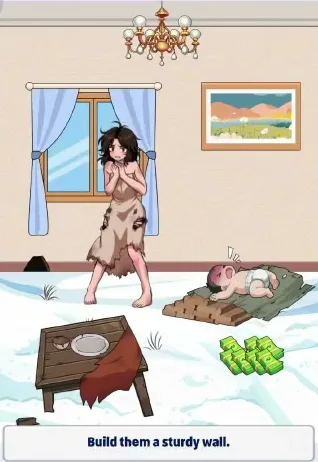 Сцена уровня 1 «Помогите матери и ребенку жить лучше» в Tricky Story 2
