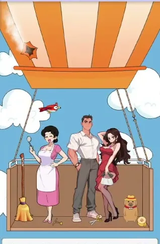 Сцена уровня 73 «Уменьшите вес на воздушном шаре» в Tricky Story 2