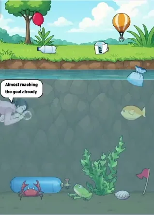 Сцена уровня 14 «Помогите Анне дышать под водой» в Tricky Story 2