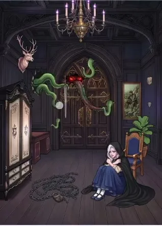 Сцена уровня 16 «Не дайте монстру пробраться в комнату» в Tricky Story 2